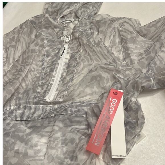Good American Icy Leopard Print Windbreaker Jacket Packable Y2K Chic Size M NWT - Picture 2 of 16